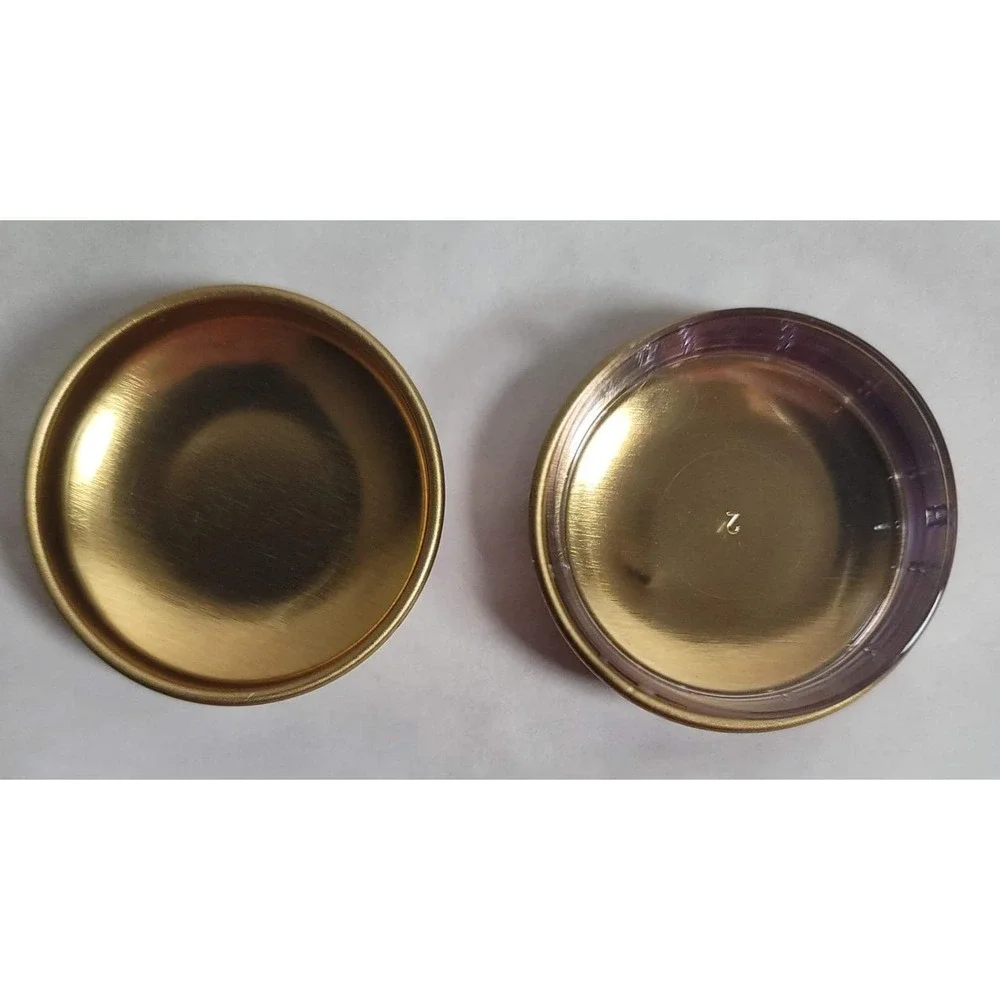 Small Victorian Children Round Metal Pill Box‎ Red Gold Tone Trinket Container
